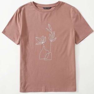 2/$20-SHEIN Dusty Pink Floral Graphic Tee